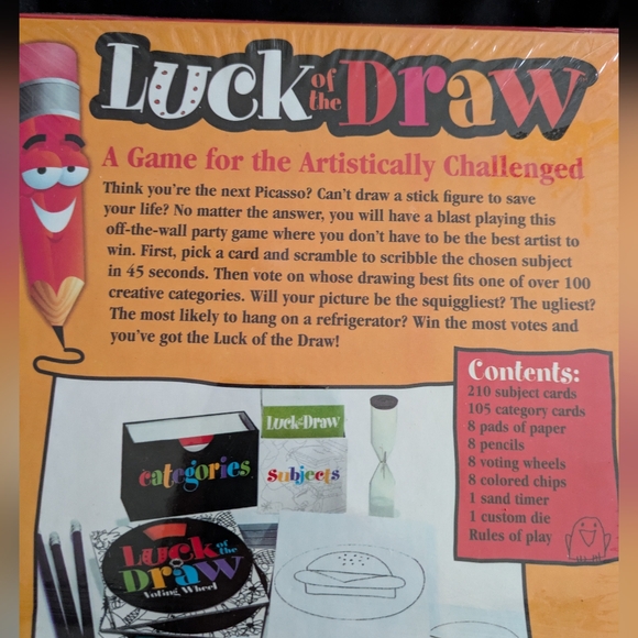 NEW Sealed Luck of the Draw Board Game For The Artistically Challenged Ages 10+ - Picture 3 of 7